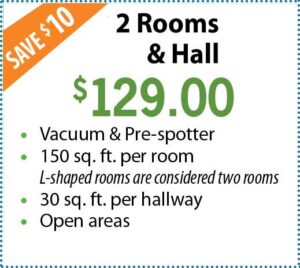 carpet cleaning - 2 rooms and hall $129